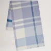 Large Check Merino Wool Scarf Poplin Blue & White Merino Wool