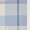 Large Check Merino Wool Scarf Poplin Blue & White Merino Wool
