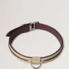 Large Leather Dog Collar Dune & Oxblood Small Classic Grain