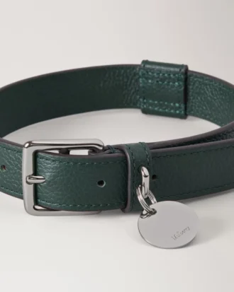 Large Leather Dog Collar Mulberry Green Small Classic Grain