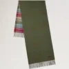 Large Reversible Heritage Check Scarf Moss & Sky Blue Merino Wool