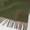 Large Reversible Heritage Check Scarf Moss & Sky Blue Merino Wool
