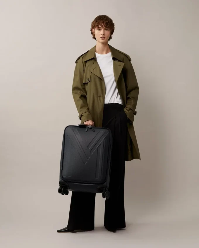 Leather 4 Wheel Suitcase Night Sky Small Classic Grain