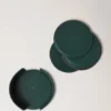 Leather Coaster Set Mulberry Green Calf Leather