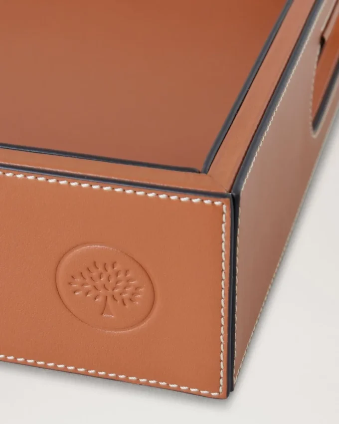 Leather Tray Vintage Oak Calf Leather & Wood Lifestyle