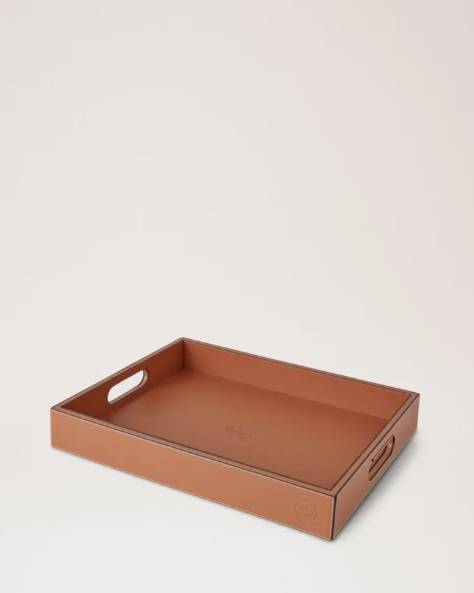 Leather Tray Vintage Oak Calf Leather & Wood Lifestyle
