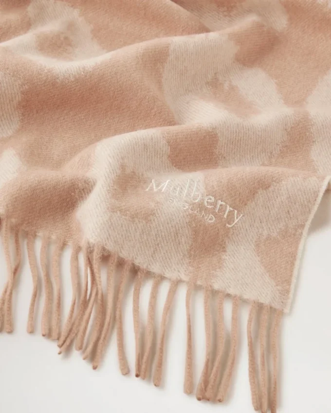 Leopard Merino Wool Scarf Maple & Ecru Merino Wool