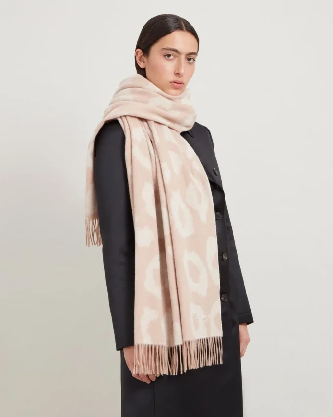 Leopard Merino Wool Scarf Maple & Ecru Merino Wool