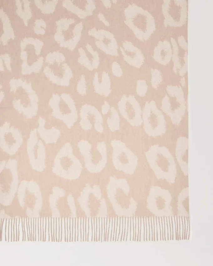 Leopard Merino Wool Scarf Maple & Ecru Merino Wool