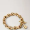 Lily Leather Chain Bracelet Small Crumpet  Small Classic Grain & Plated Stainless Steel