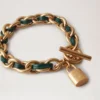 Lily Leather Chain Bracelet Small Mulberry Green Leather & Metal