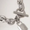 Lily Leather Chain Bracelet Medium Pale Grey Silky Calf & Silver Plated Stainless Steel