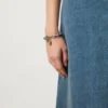 Lily Leather Chain Bracelet Medium Pale Grey Silky Calf & Silver Plated Stainless Steel
