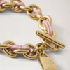 Lily Leather Chain Bracelet Medium Powder Pink Small Classic Grain & Plated Stainless Steel