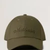 Logo Embroidered Baseball Cap Linen Green Cotton