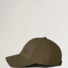 Logo Embroidered Baseball Cap Linen Green Cotton