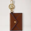 Love Letter Card Slip Keyring Oak & Pigment Blue Smooth Glossy Leather