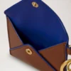 Love Letter Card Slip Keyring Oak & Pigment Blue Smooth Glossy Leather