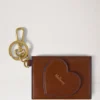 Love Letter Card Slip Keyring Oak & Pigment Blue Smooth Glossy Leather