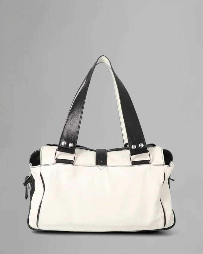 Mabel Pre-Loved White & Black Light Grainy Pre-Loved Bags
