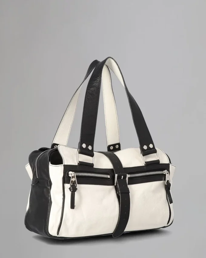 Mabel Pre-Loved White & Black Light Grainy Pre-Loved Bags