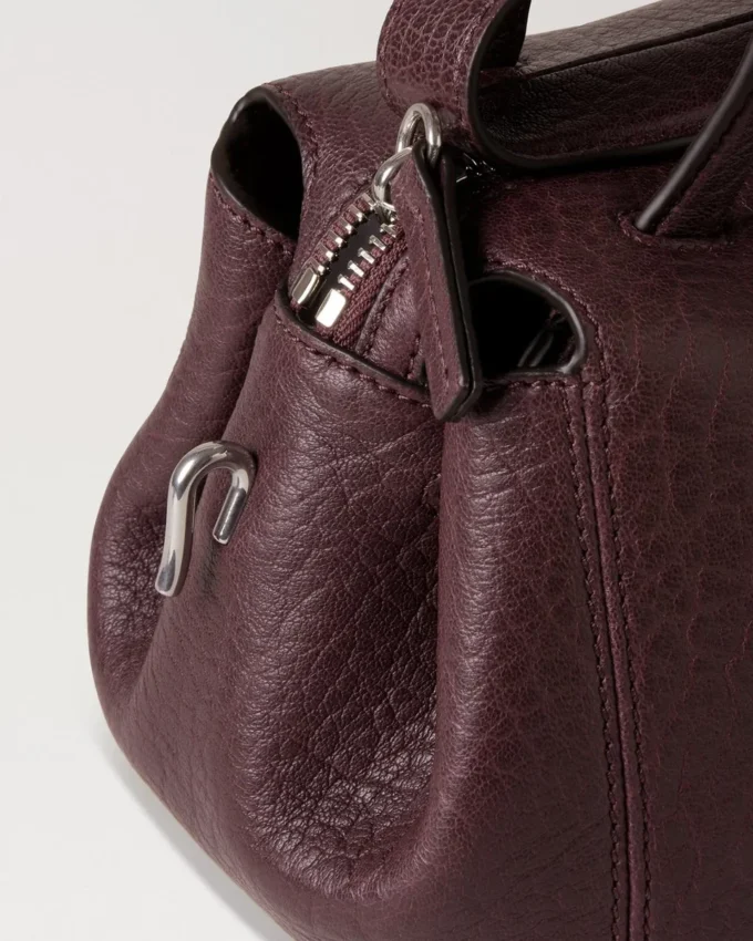 Meadow Small Shoulder Bag Black Cherry Natural Grain