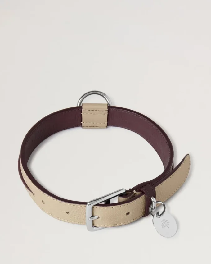 Medium Leather Dog Collar Dune & Oxblood Small Classic Grain Medium Leather Dog Collar Dune & Oxblood Small Classic Grain