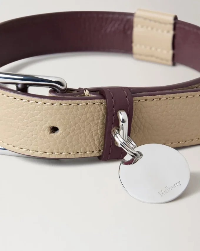 Medium Leather Dog Collar Dune & Oxblood Small Classic Grain Medium Leather Dog Collar Dune & Oxblood Small Classic Grain