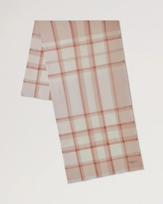 Mega Check Scarf Cashmere Taupe & Eggshell Cashmere Blend Mega Check Scarf Cashmere Taupe & Eggshell Cashmere Blend