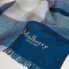 Mega Check Scarf Poplin Blue & Ecru Cashmere Blend Mega Check Scarf Poplin Blue & Ecru Cashmere Blend