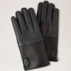 Mens Touchscreen Leather Gloves Black & Charcoal Leather Mens Touchscreen Leather Gloves Black & Charcoal Leather