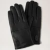 Mens Touchscreen Leather Gloves Black Leather Women