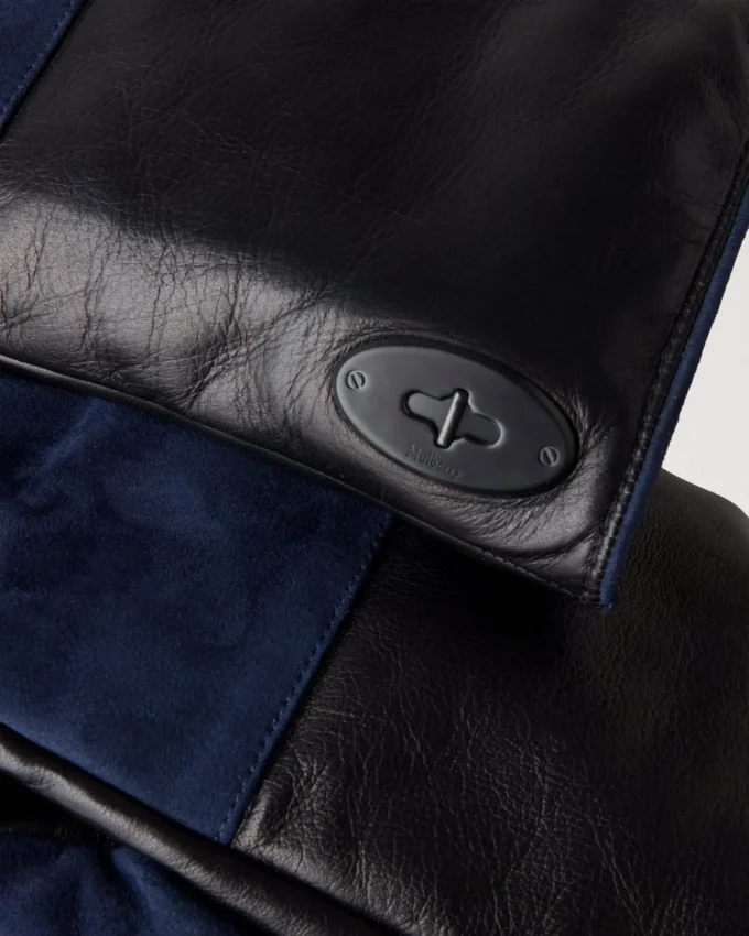 Mens Touchscreen Leather Gloves Black & Midnight Leather Mens Touchscreen Leather Gloves Black & Midnight Leather