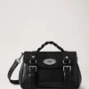 Mini Alexa Black High Shine Leather Top Handle Bags