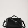 Mini Alexa Black High Shine Leather Top Handle Bags