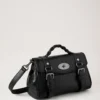 Mini Alexa Black High Shine Leather Top Handle Bags