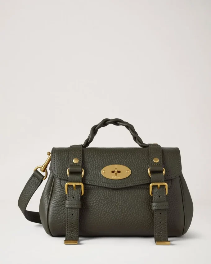 Mini Alexa Juniper Green Heavy Grain Top Handle Bags