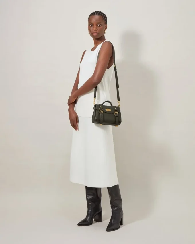 Mini Alexa Juniper Green Heavy Grain Top Handle Bags