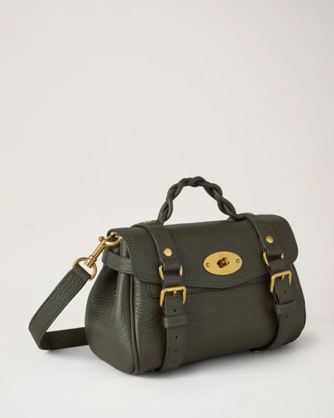 Mini Alexa Juniper Green Heavy Grain Top Handle Bags