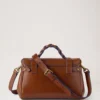 Mini Alexa Oak & Pigment Blue Smooth Glossy Leather