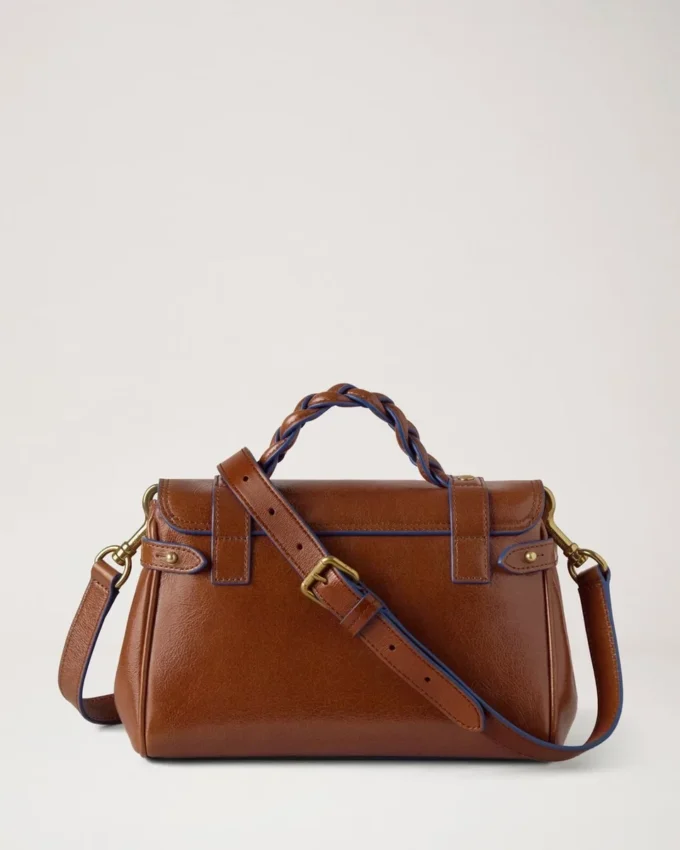 Mini Alexa Oak & Pigment Blue Smooth Glossy Leather