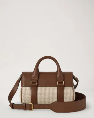 Mini Bayswater Ecru & Bright Oak Raffia & Leather Trim