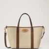 Mini Bayswater Tote Ecru & Bright Oak Raffia & Leather Trim