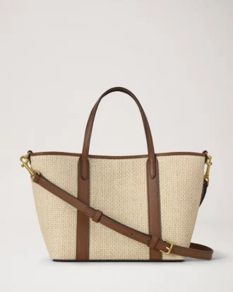 Mini Bayswater Tote Ecru & Bright Oak Raffia & Leather Trim