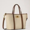 Mini Bayswater Tote Ecru & Bright Oak Raffia & Leather Trim