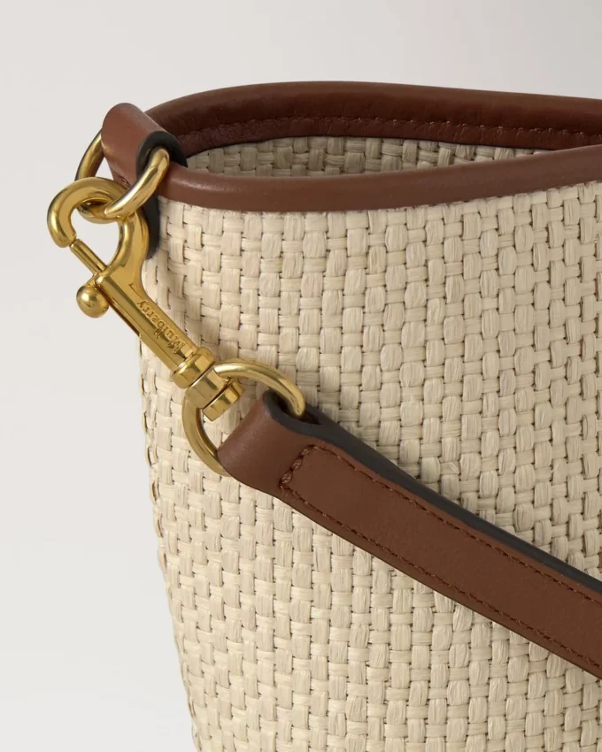 Mini Bayswater Tote Ecru & Bright Oak Raffia & Leather Trim