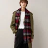 Mulberry Heritage Check Scarf Navy & Lancaster Red Merino Wool