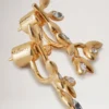 Mulberry Leaf Earrings Gold Mixed Material Women