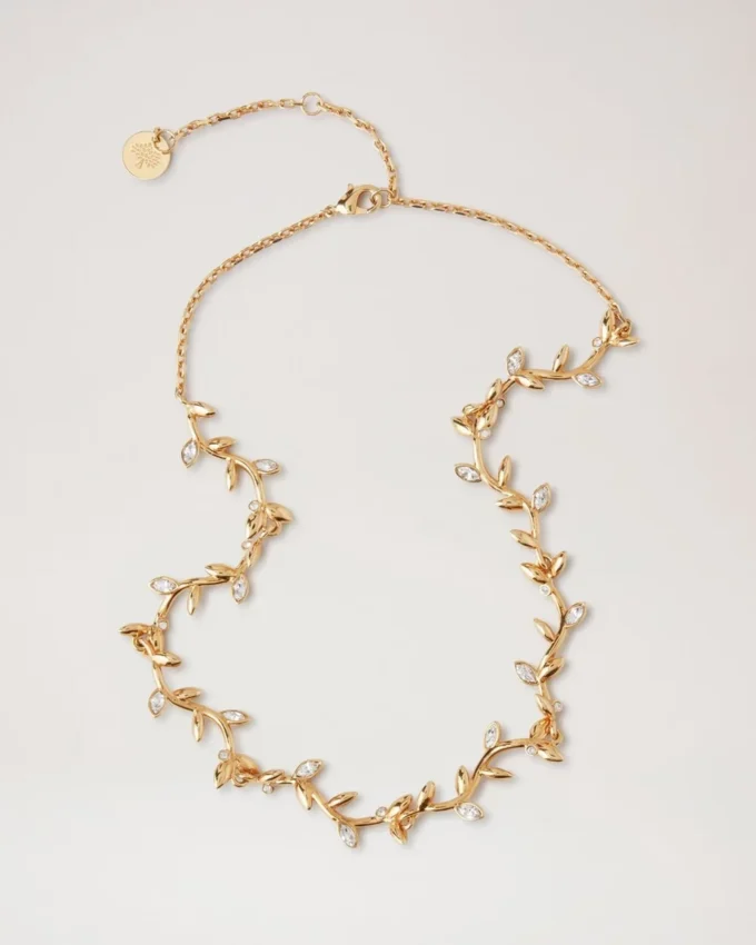 Mulberry Leaf Necklace Gold Mixed Material Women