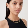 Mulberry Leaf Necklace Gold Mixed Material Women